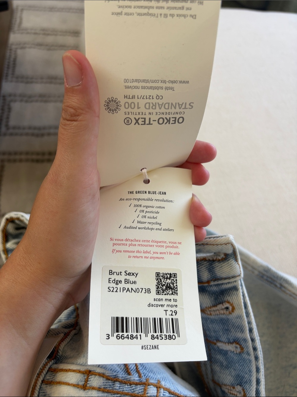 NWT Sezane Brut Sexy Jeans Edge Blue size 29 - Picture 5 of 5